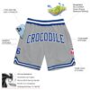 Custom Gray Royal-White Authentic Throwback Basketball Shorts