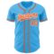 Custom Sky Blue Orange-White Authentic Baseball Jersey