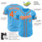 Custom Sky Blue Orange-White Authentic Baseball Jersey