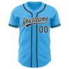 Custom Sky Blue Black-White Authentic Baseball Jersey