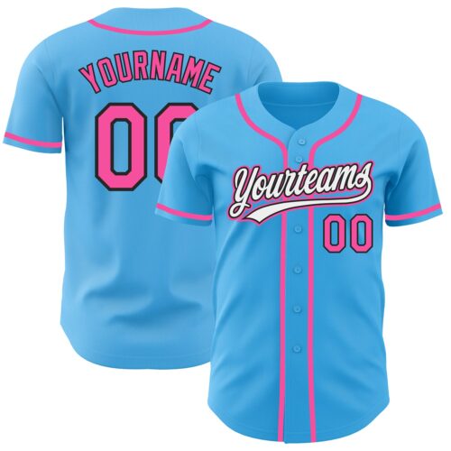 SkyBlue0019_1f4970bd-f85b-413f-b1fb-ef3772b4a1b4 Custom Sky Blue Pink-Black Authentic Baseball Jersey