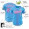 Custom Sky Blue Pink-White Authentic Baseball Jersey