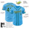 Custom Sky Blue Green-Cream Authentic Baseball Jersey