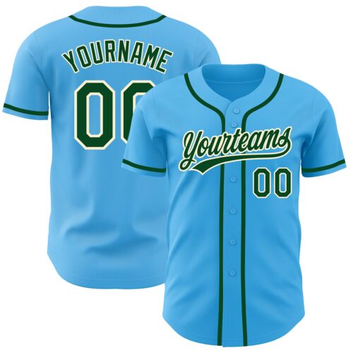 SkyBlue0022_909613b5-3def-4516-993b-90df902fccfb Custom Sky Blue Green-Cream Authentic Baseball Jersey