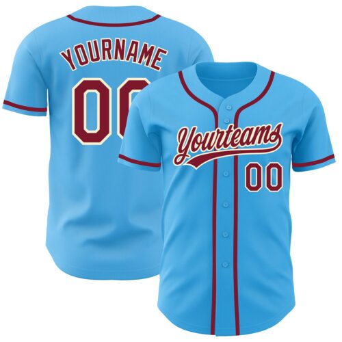 SkyBlue0024_837643e8-d0e5-4008-bc5e-1556ed4ae69d Custom Sky Blue Crimson-Cream Authentic Baseball Jersey