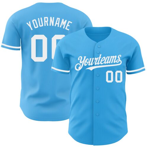 SkyBlue0025 Custom Sky Blue White Authentic Baseball Jersey