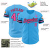 Custom Sky Blue Pink-Black Authentic Baseball Jersey