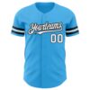 Custom Sky Blue White-Black Authentic Baseball Jersey
