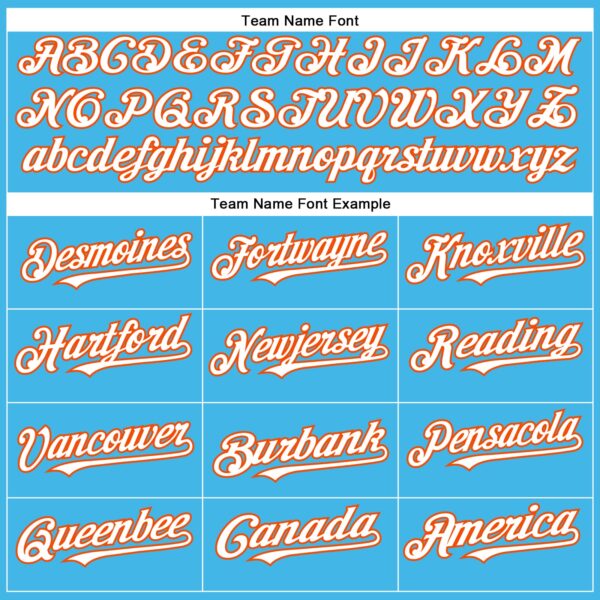 Custom Sky Blue White-Orange Authentic Baseball Jersey