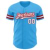 Custom Sky Blue White-Red Authentic Baseball Jersey