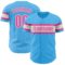 Custom Sky Blue Pink-White Authentic Baseball Jersey