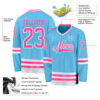 Custom Sky Blue Pink-White Hockey Jersey