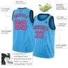 Custom Sky Blue Pink-Black Authentic Basketball Jersey