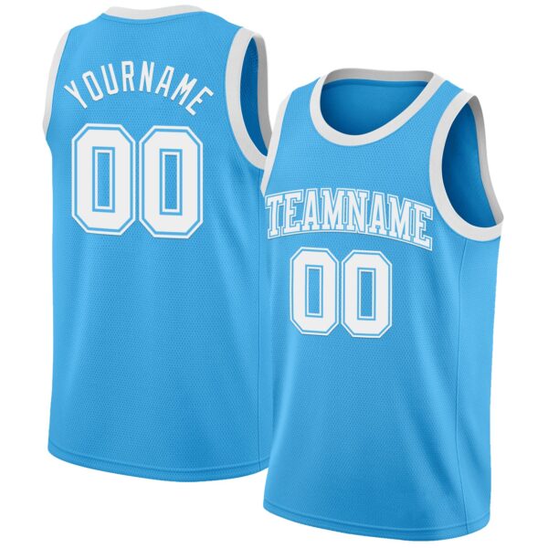 Custom Sky Blue White Authentic Basketball Jersey