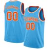 Custom Sky Blue Orange-White Authentic Basketball Jersey