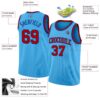 Custom Sky Blue Red-Royal Authentic Basketball Jersey