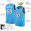 Custom Sky Blue White-Black Authentic Basketball Jersey