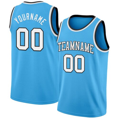 SkyBlue0105 Custom Sky Blue White-Black Authentic Basketball Jersey