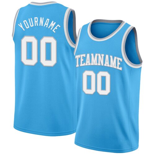 SkyBlue0106 Custom Sky Blue White-Gray Authentic Basketball Jersey
