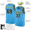 Custom Sky Blue Navy-Gold Authentic Basketball Jersey