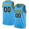 Custom Sky Blue Navy-Gold Authentic Basketball Jersey