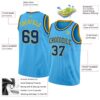 Custom Sky Blue Royal-Gold Authentic Basketball Jersey