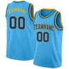 Custom Sky Blue Royal-Gold Authentic Basketball Jersey