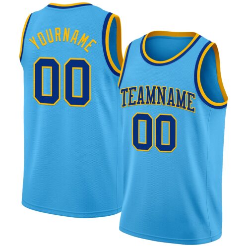 SkyBlue0108 Custom Sky Blue Royal-Gold Authentic Basketball Jersey