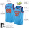 Custom Sky Blue Orange-Purple Authentic Basketball Jersey