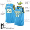 Custom Sky Blue White-Gold Authentic Basketball Jersey