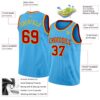 Custom Sky Blue Red-Gold Authentic Basketball Jersey