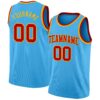 Custom Sky Blue Red-Gold Authentic Basketball Jersey