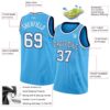 Custom Sky Blue White-Navy Authentic Basketball Jersey