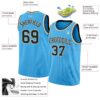 Custom Sky Blue Black-Cream Authentic Basketball Jersey