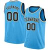Custom Sky Blue Black-Cream Authentic Basketball Jersey