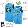 Custom Sky Blue Green-White Authentic Basketball Jersey