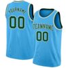 Custom Sky Blue Green-White Authentic Basketball Jersey