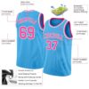 Custom Sky Blue Pink-White Authentic Basketball Jersey