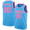 Custom Sky Blue Pink-White Authentic Basketball Jersey