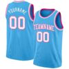 Custom Sky Blue White-Pink Authentic Basketball Jersey