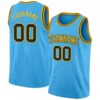 Custom Sky Blue Balck-Gold Authentic Basketball Jersey