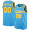 Custom Sky Blue Gold-White Authentic Basketball Jersey