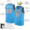 Custom Sky Blue White Navy-Orange Authentic Basketball Jersey