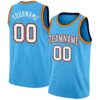 Custom Sky Blue White Navy-Orange Authentic Basketball Jersey