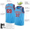 Custom Sky Blue Red-White Authentic Basketball Jersey