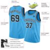 Custom Sky Blue Black-White Authentic Basketball Jersey