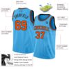 Custom Sky Blue Orange-Black Authentic Basketball Jersey