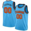 Custom Sky Blue Orange-Black Authentic Basketball Jersey