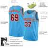 Custom Sky Blue Red-Cream Authentic Basketball Jersey