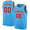 Custom Sky Blue Red-Cream Authentic Basketball Jersey